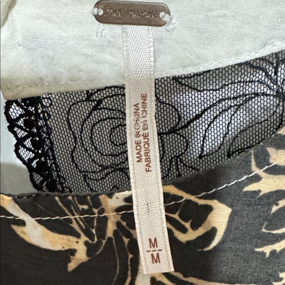 Free People Floral Batik Open Lace Back Black Gold High Low Dress - Picture 2 of 10